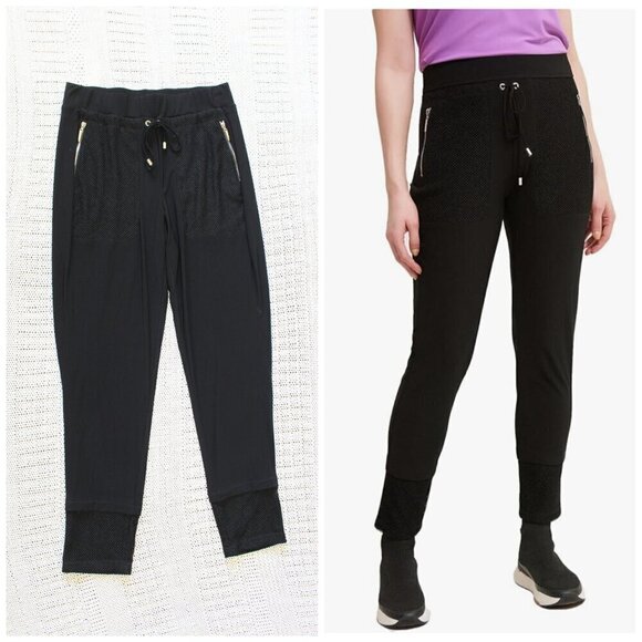 Joseph Ribkoff Black Women Pants Size 8 US Mesh Pockets elastic waist pull on - Picture 1 of 11
